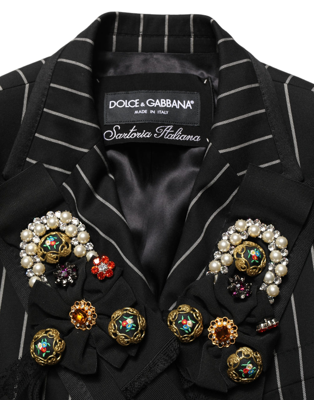 Dolce & Gabbana Schwarzer Nadelstreifen-Blazer im Double-Breasted-Stil