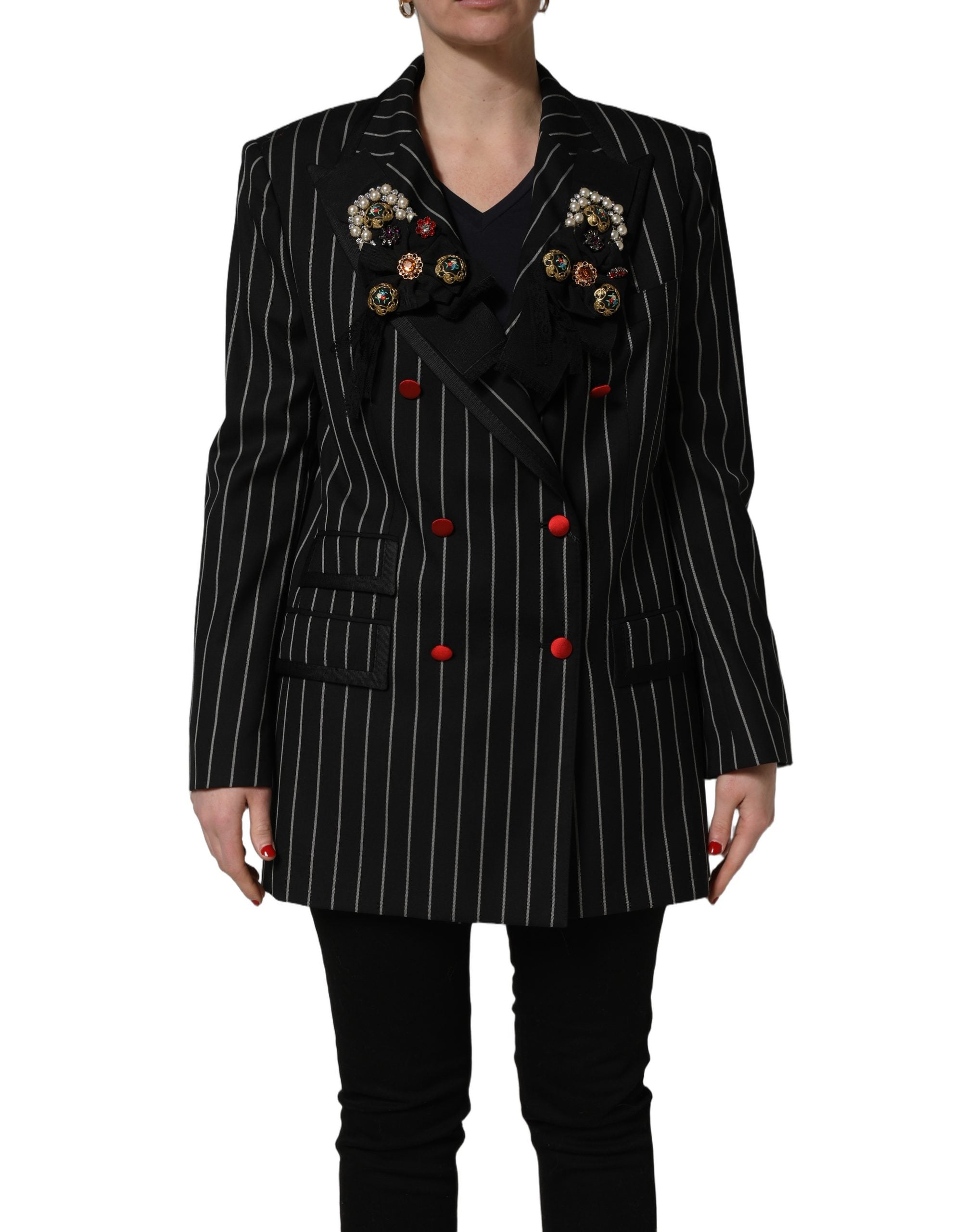 Dolce & Gabbana Schwarzer Nadelstreifen-Blazer im Double-Breasted-Stil