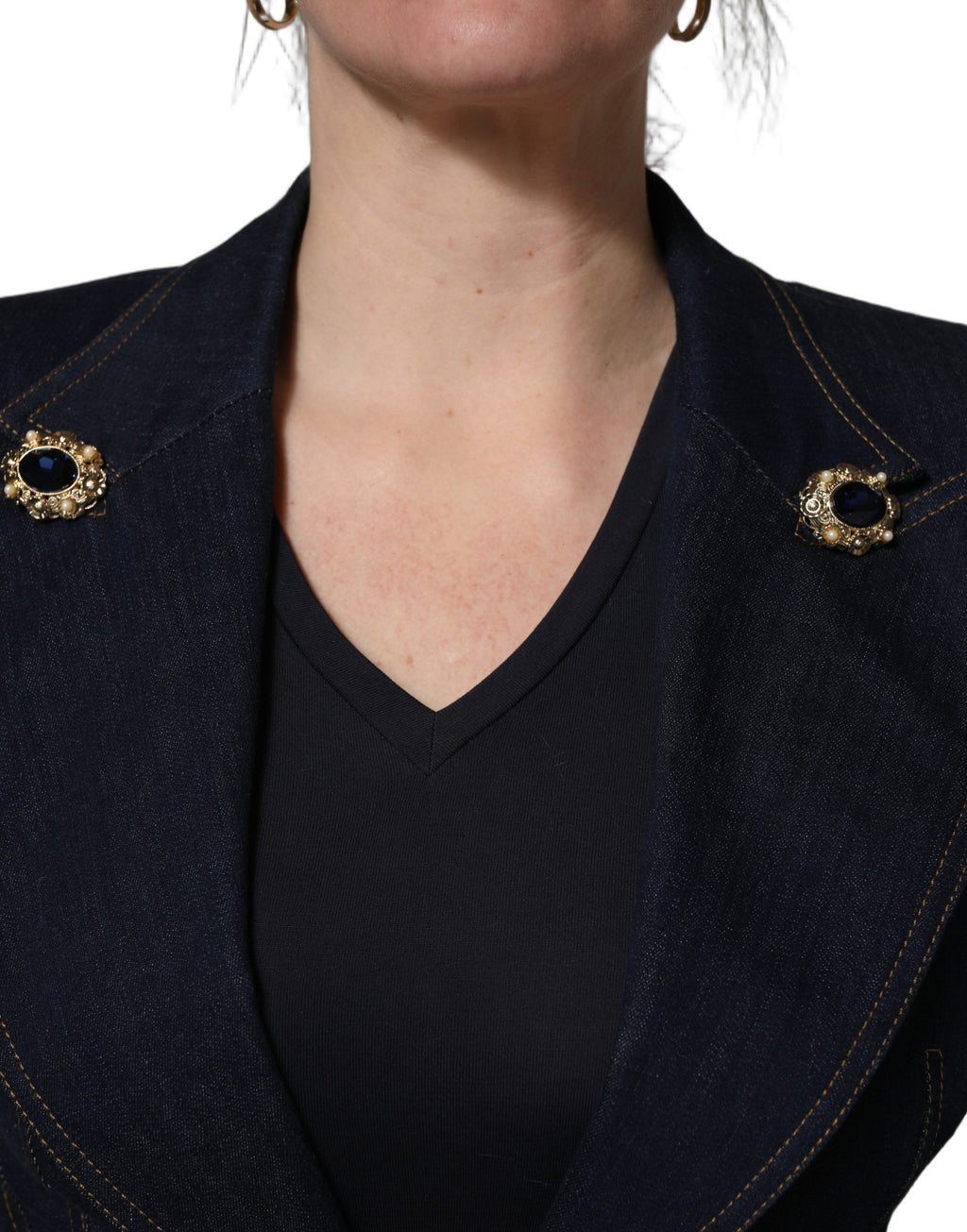 Dolce & Gabbana Dunkelblaue Jeans-Sakko mit Einreiher