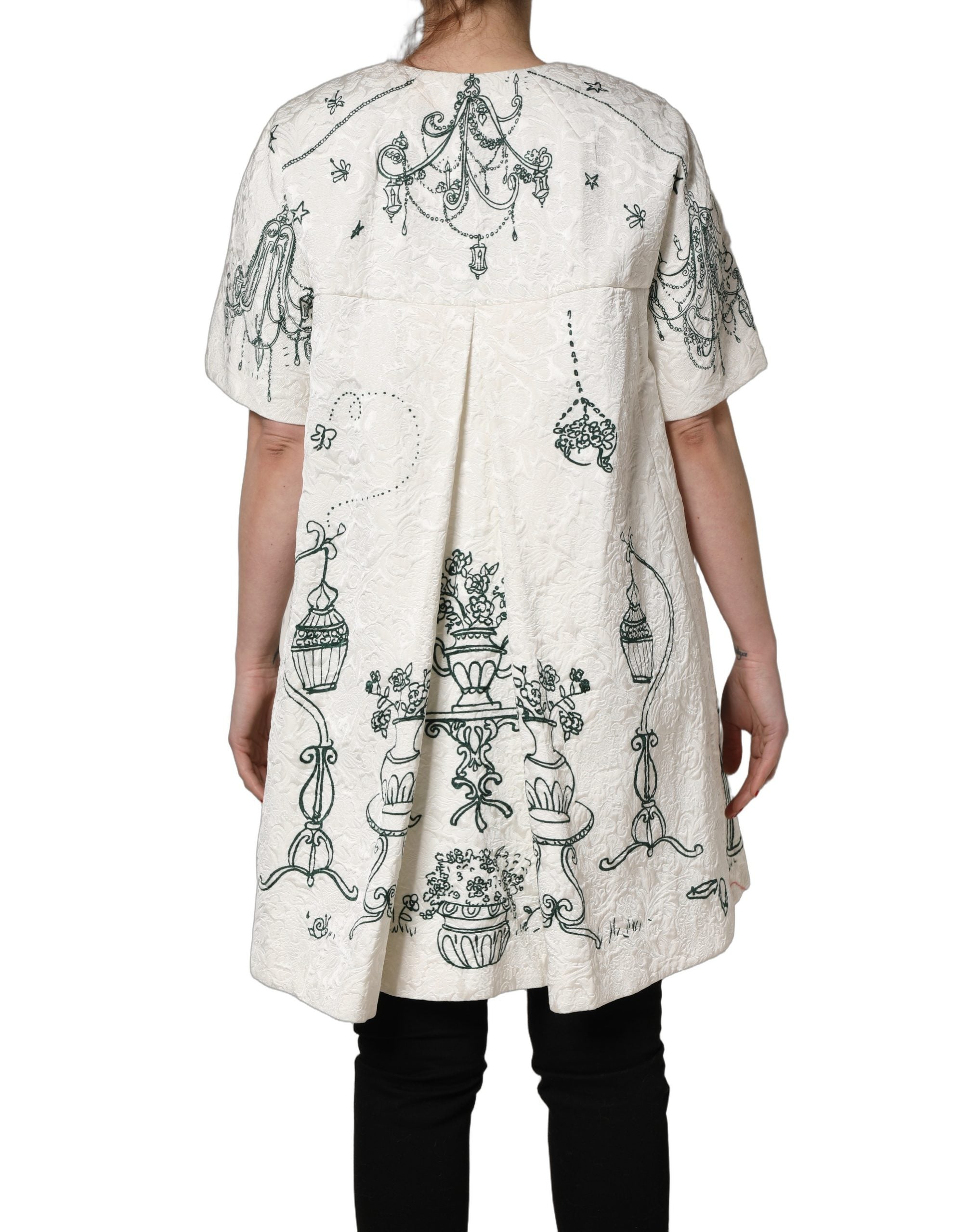 Dolce & Gabbana Weißmanteljacke mit Jacquard-Gartenprint