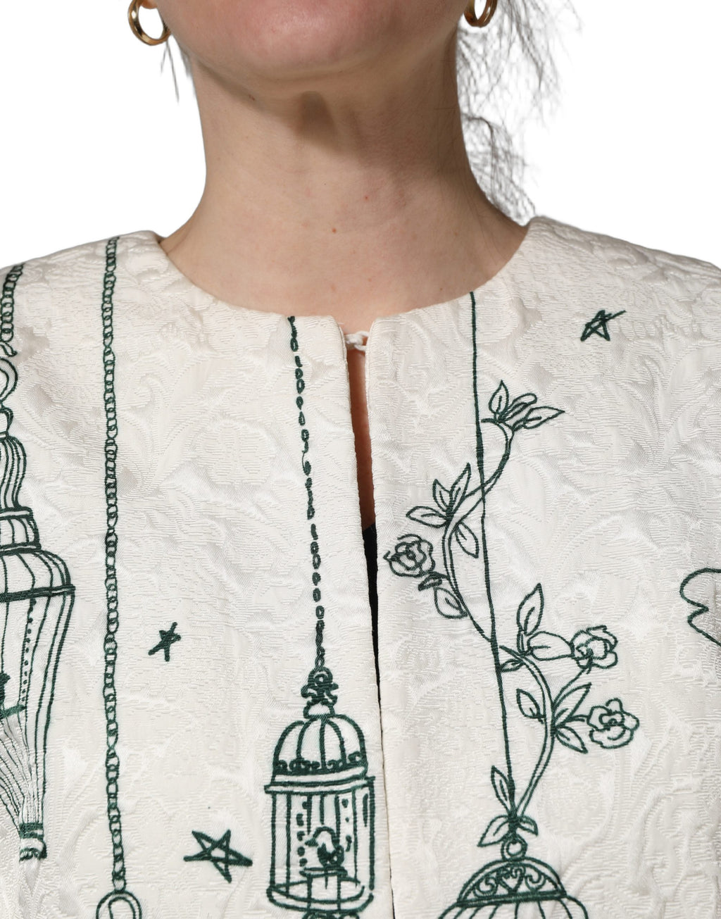 Dolce & Gabbana Weißmanteljacke mit Jacquard-Gartenprint