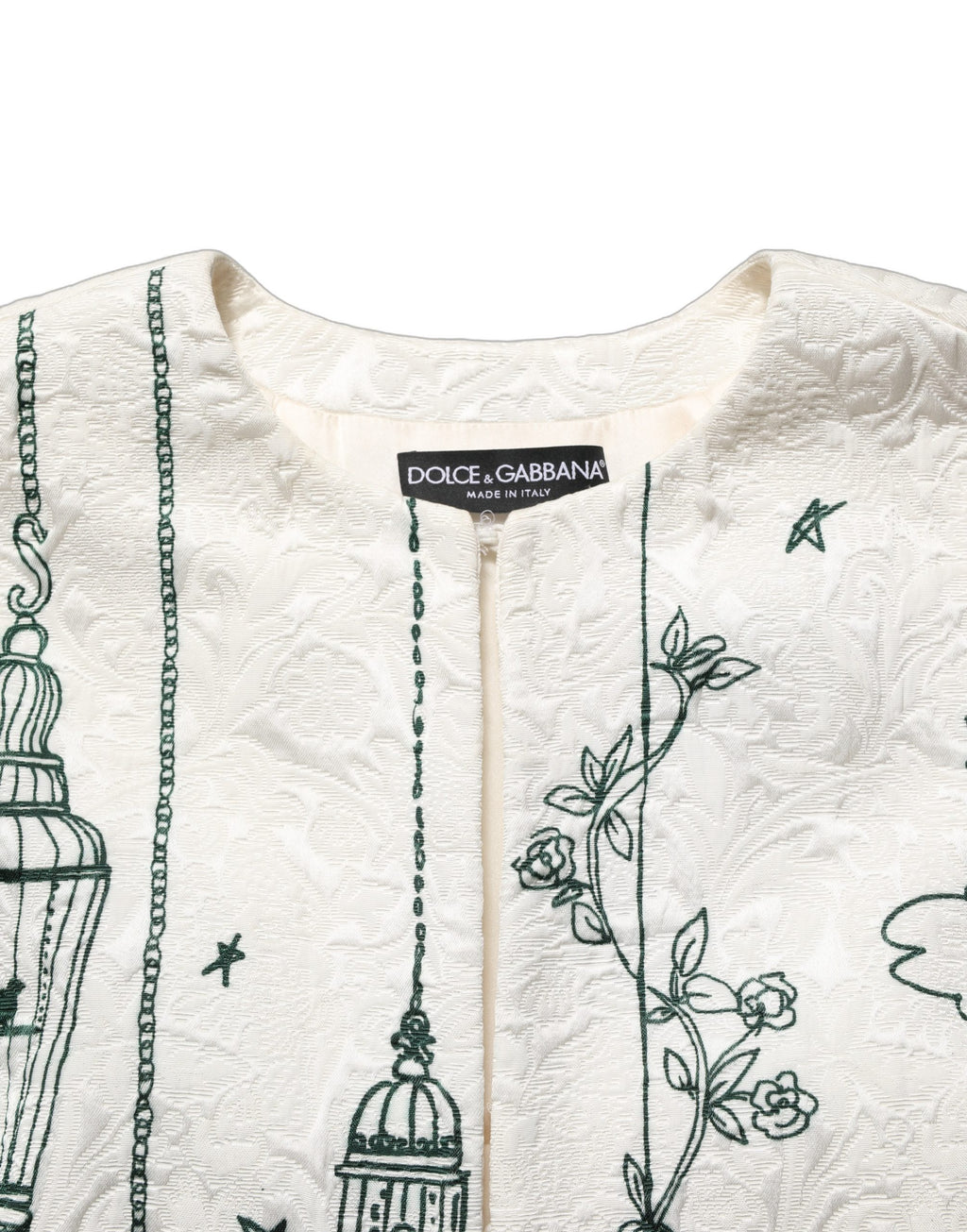 Dolce & Gabbana Weißmanteljacke mit Jacquard-Gartenprint