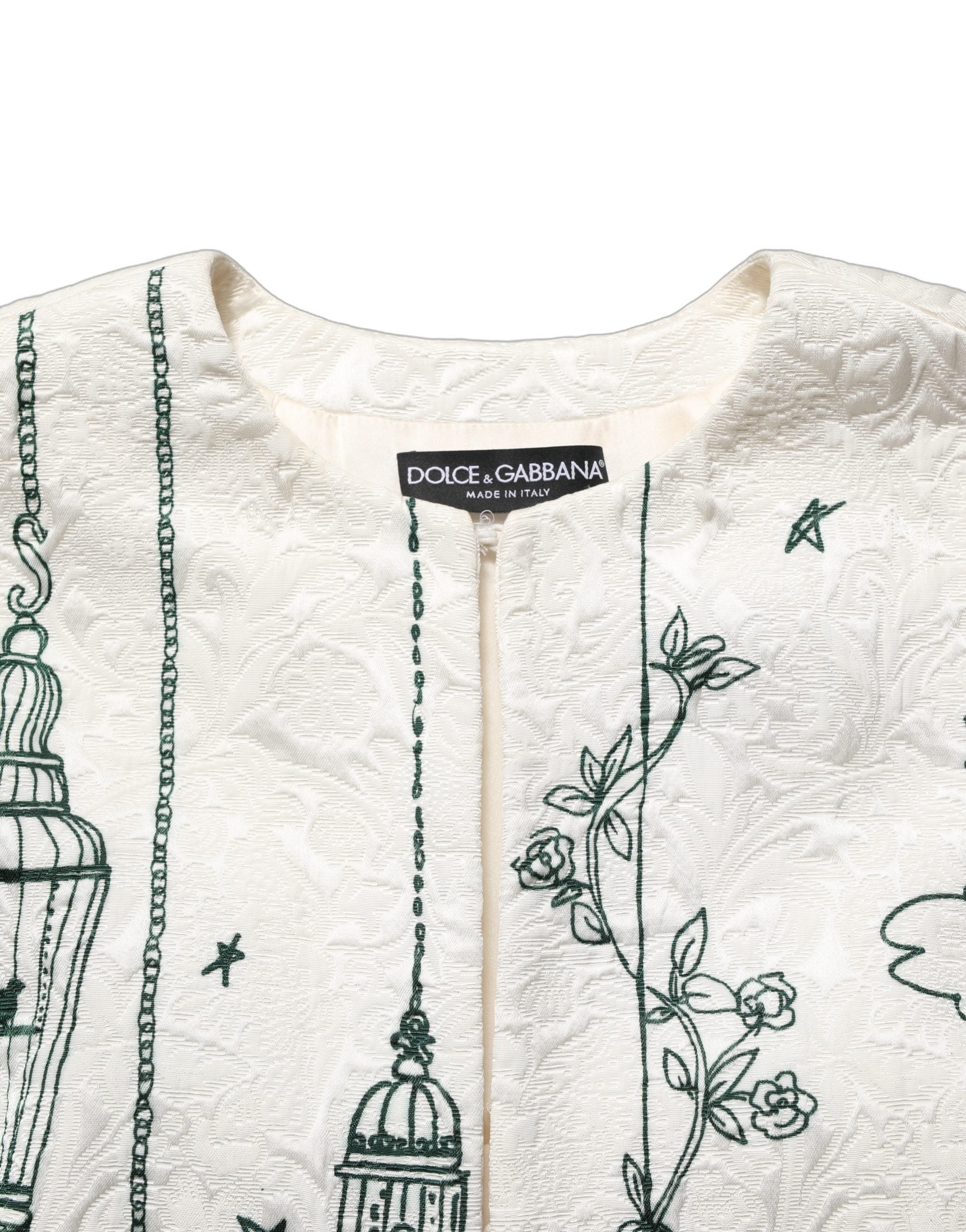 Dolce & Gabbana Weißmanteljacke mit Jacquard-Gartenprint