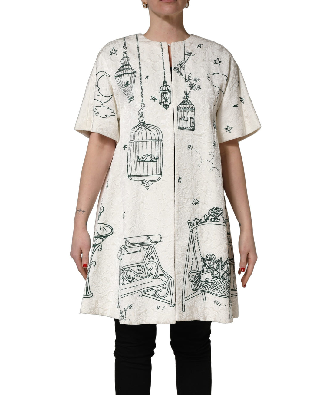 Dolce & Gabbana Weißmanteljacke mit Jacquard-Gartenprint
