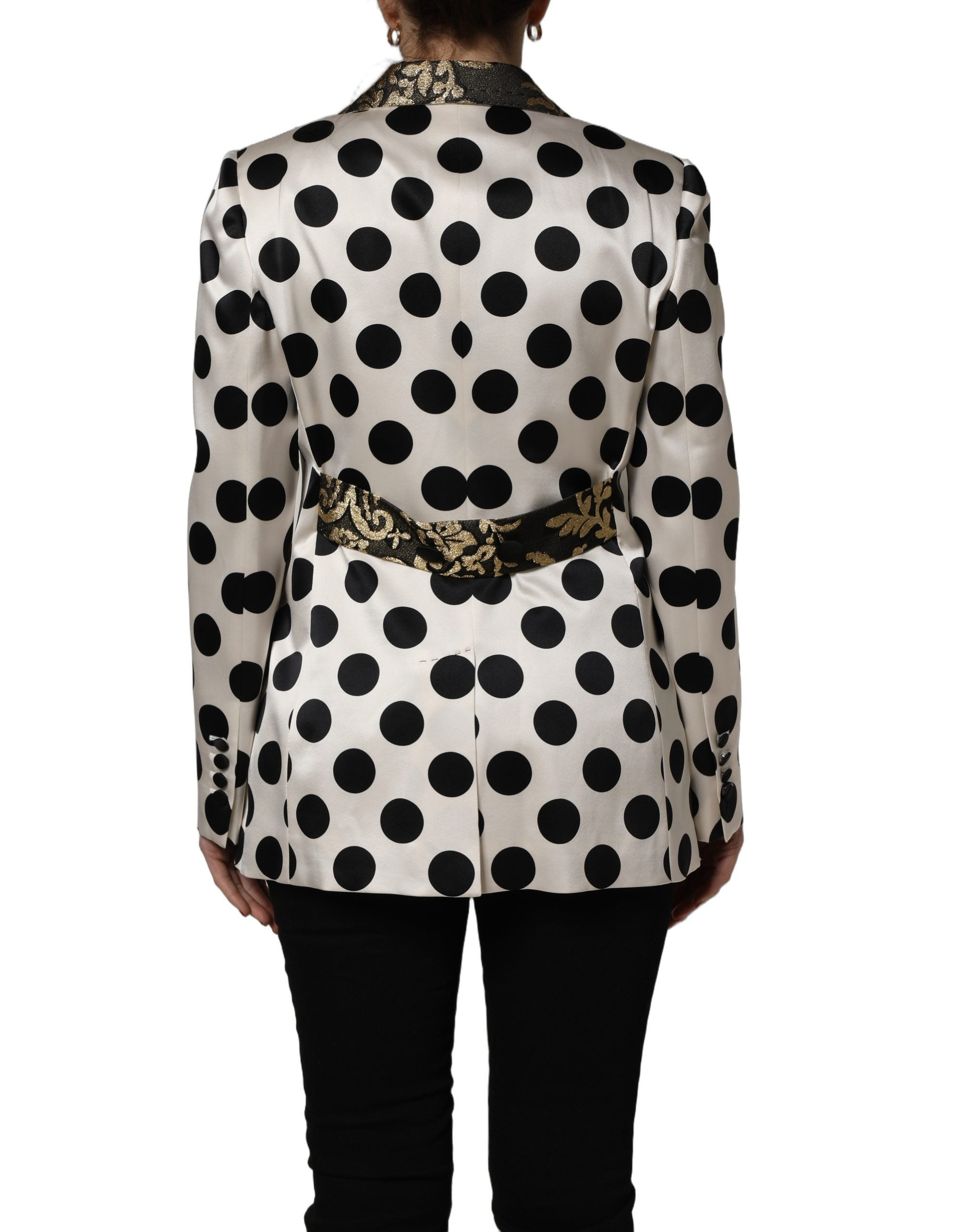Dolce & Gabbana Weißer Brokat-Blazer mit Tupfenmuster