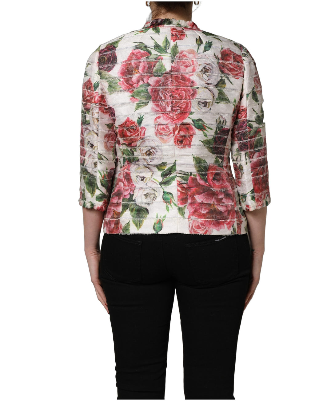 Dolce & Gabbana Mehrfarbige Jacke aus Polyester mit Pfingstrosen-Print