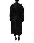 Dolce & Gabbana Schwarzer Trenchcoat aus Lammleder mit Gürtel