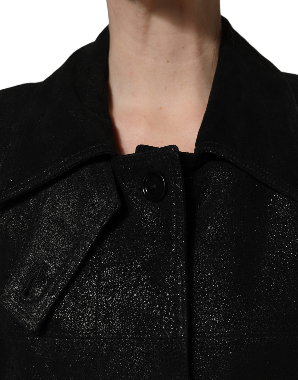 Dolce & Gabbana Schwarzer Trenchcoat aus Lammleder mit Gürtel