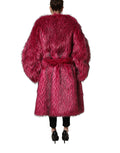 Dolce & Gabbana Fuchsia Gürtel-Trenchcoat aus Kunstpelz