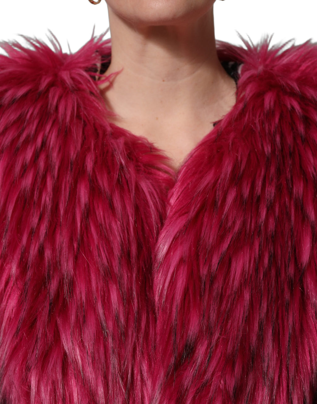 Dolce & Gabbana Fuchsia Gürtel-Trenchcoat aus Kunstpelz
