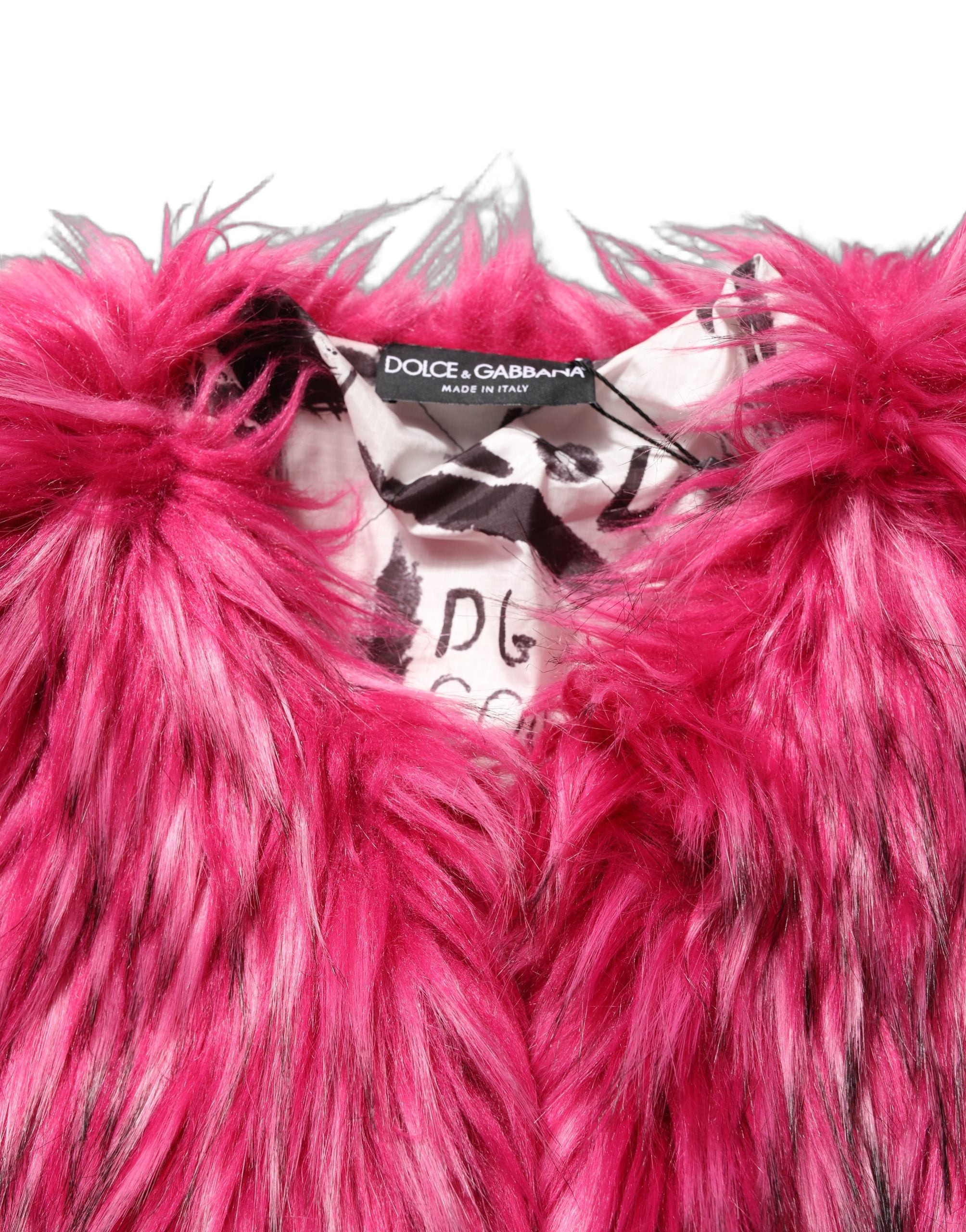 Dolce & Gabbana Fuchsia Gürtel-Trenchcoat aus Kunstpelz