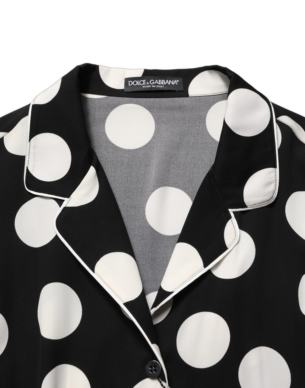 Dolce & Gabbana Zweiteiliges Schlafanzug-Set mit schwarzem und weißem Polka-Dot-Muster