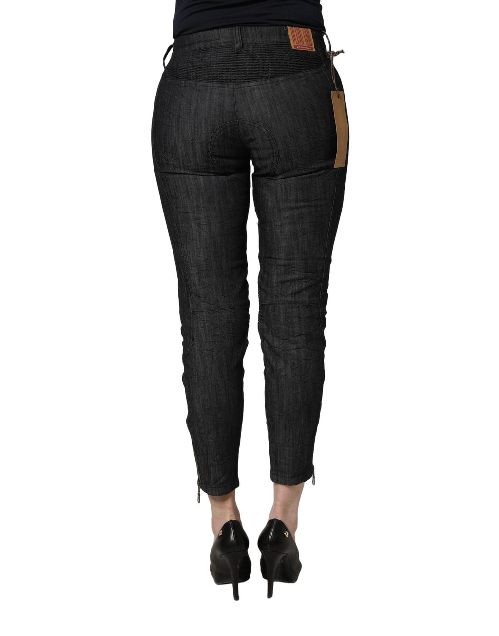 PLEIN SUD Schwarze Skinny Denim-Jeans aus Baumwolle mit mittlerer Taille