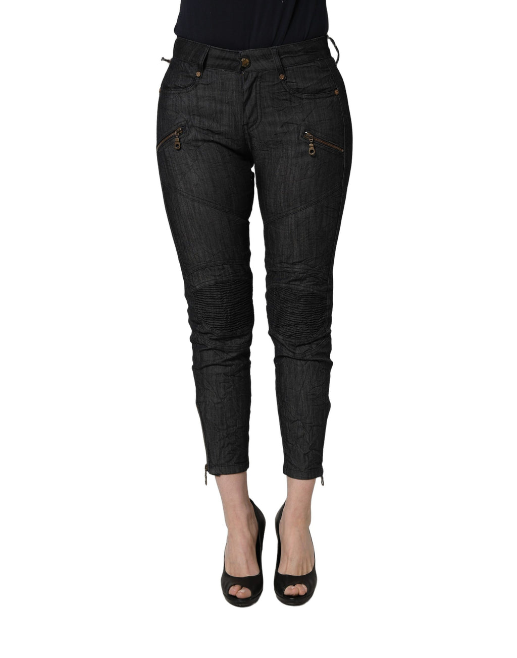 PLEIN SUD Schwarze Skinny Denim-Jeans aus Baumwolle mit mittlerer Taille