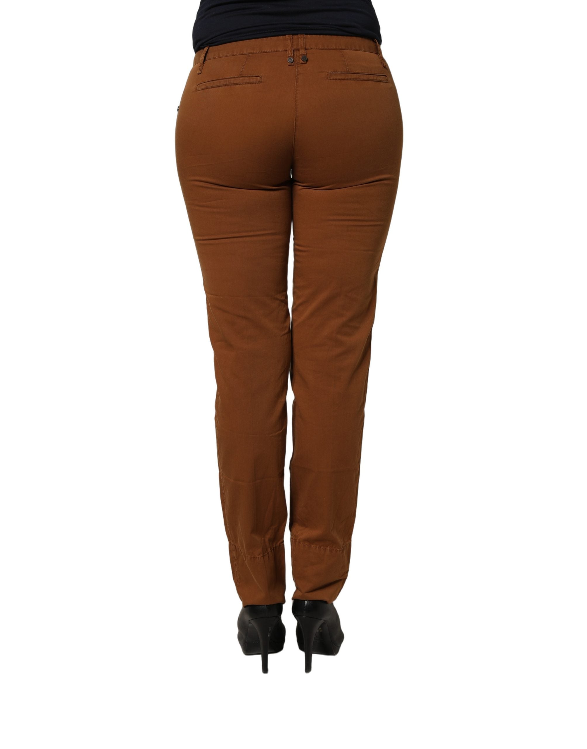 PLEIN SUD Braune Baumwoll-Chino-Hose in Skinny Fit mit mittlerer Leibhöhe