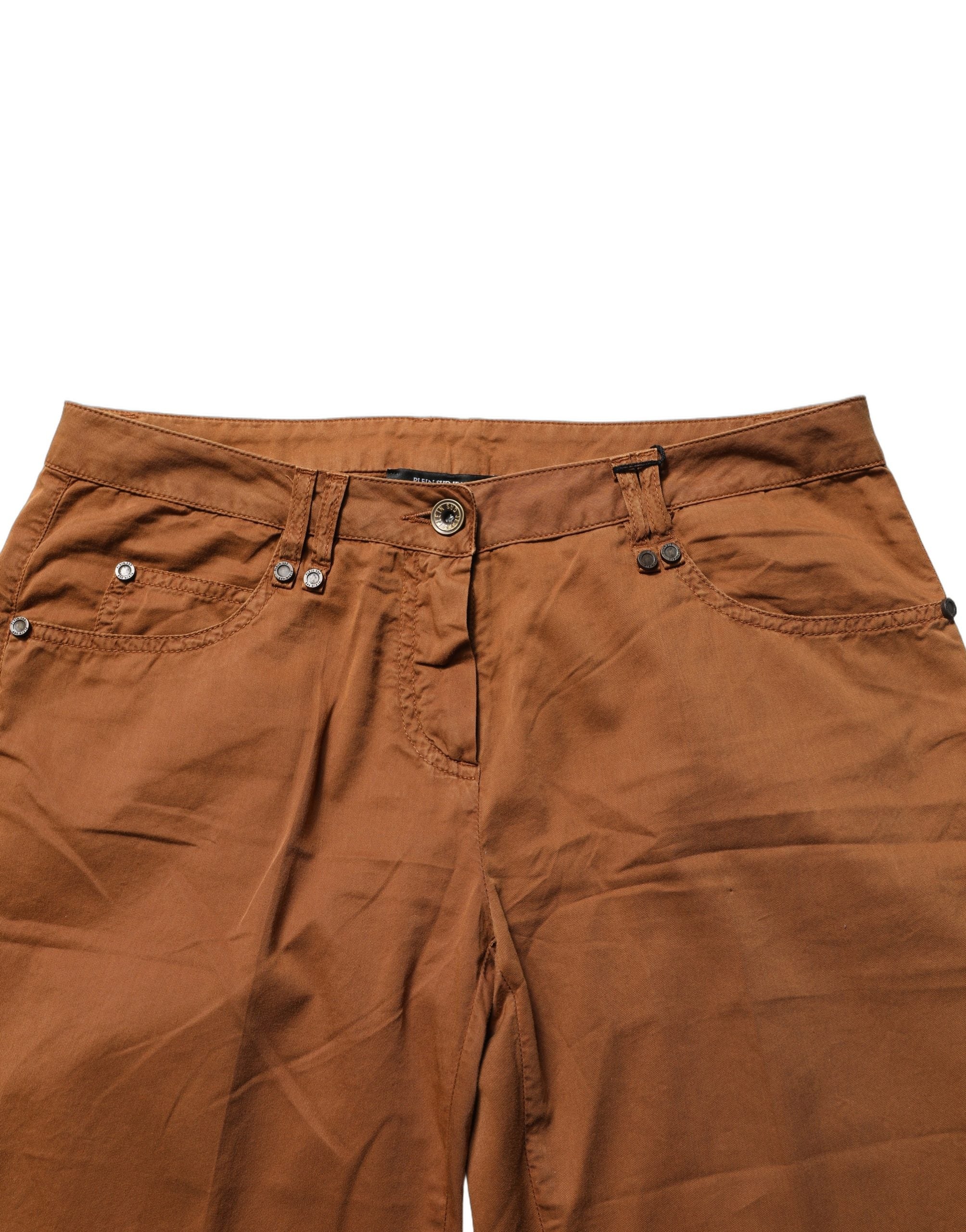 PLEIN SUD Braune Baumwoll-Chino-Hose in Skinny Fit mit mittlerer Leibhöhe