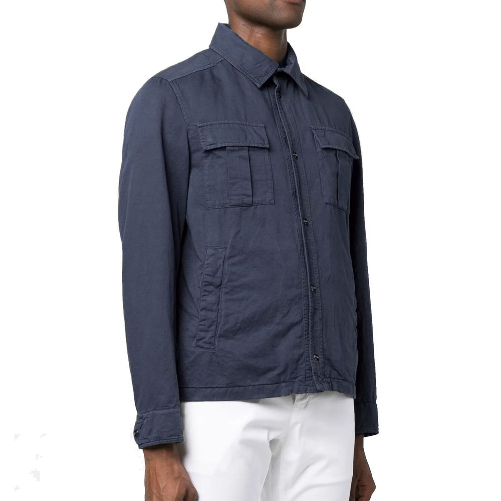 Herno Blauer Baumwollmantel
