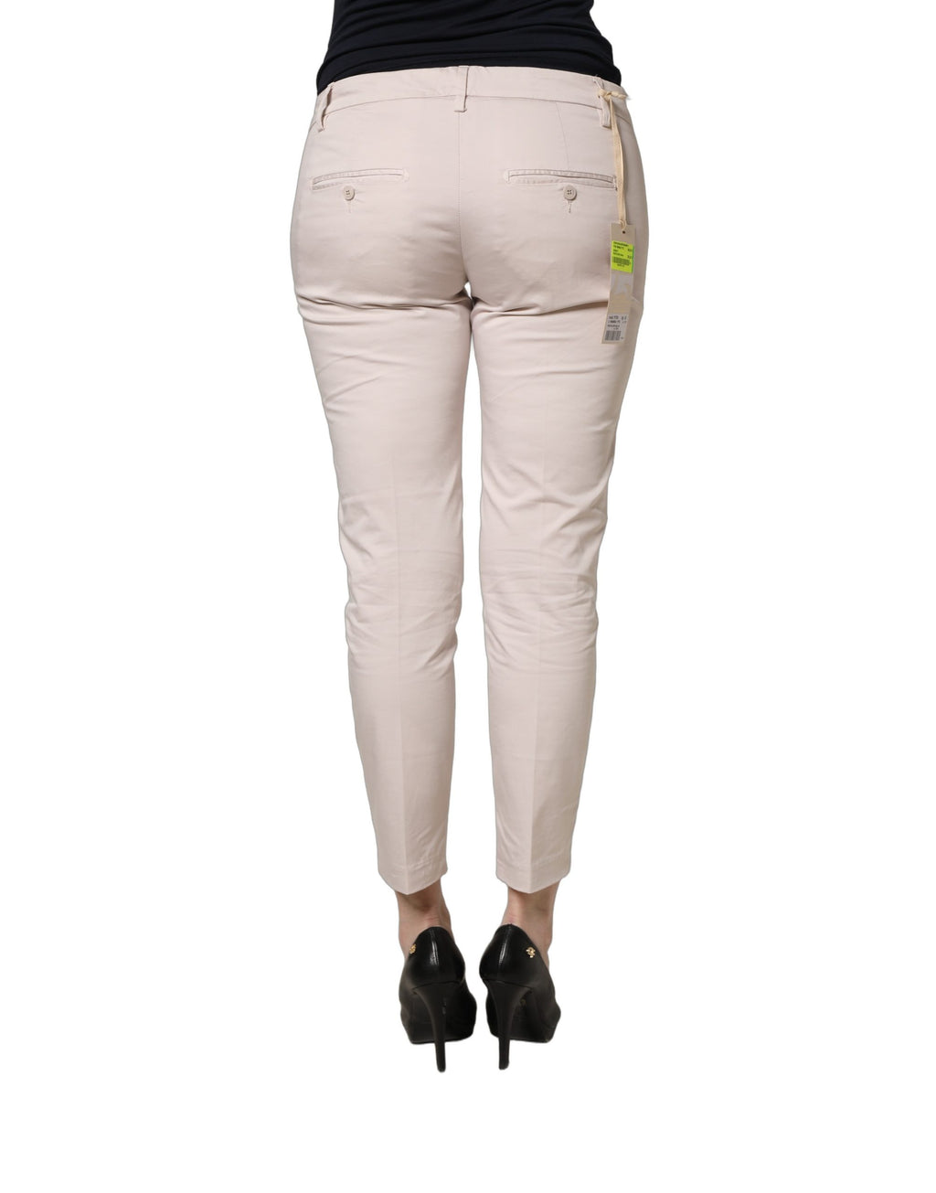 Versace Jeans Couture Beige Low Waist Tapered Damen Cropped Hose