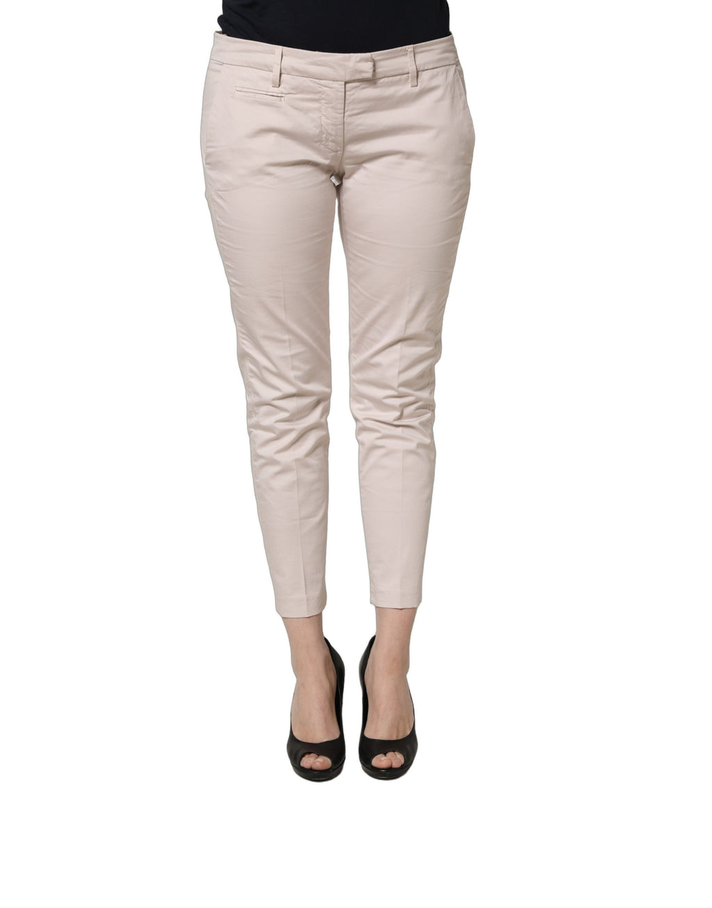 Versace Jeans Couture Beige Low Waist Tapered Damen Cropped Hose