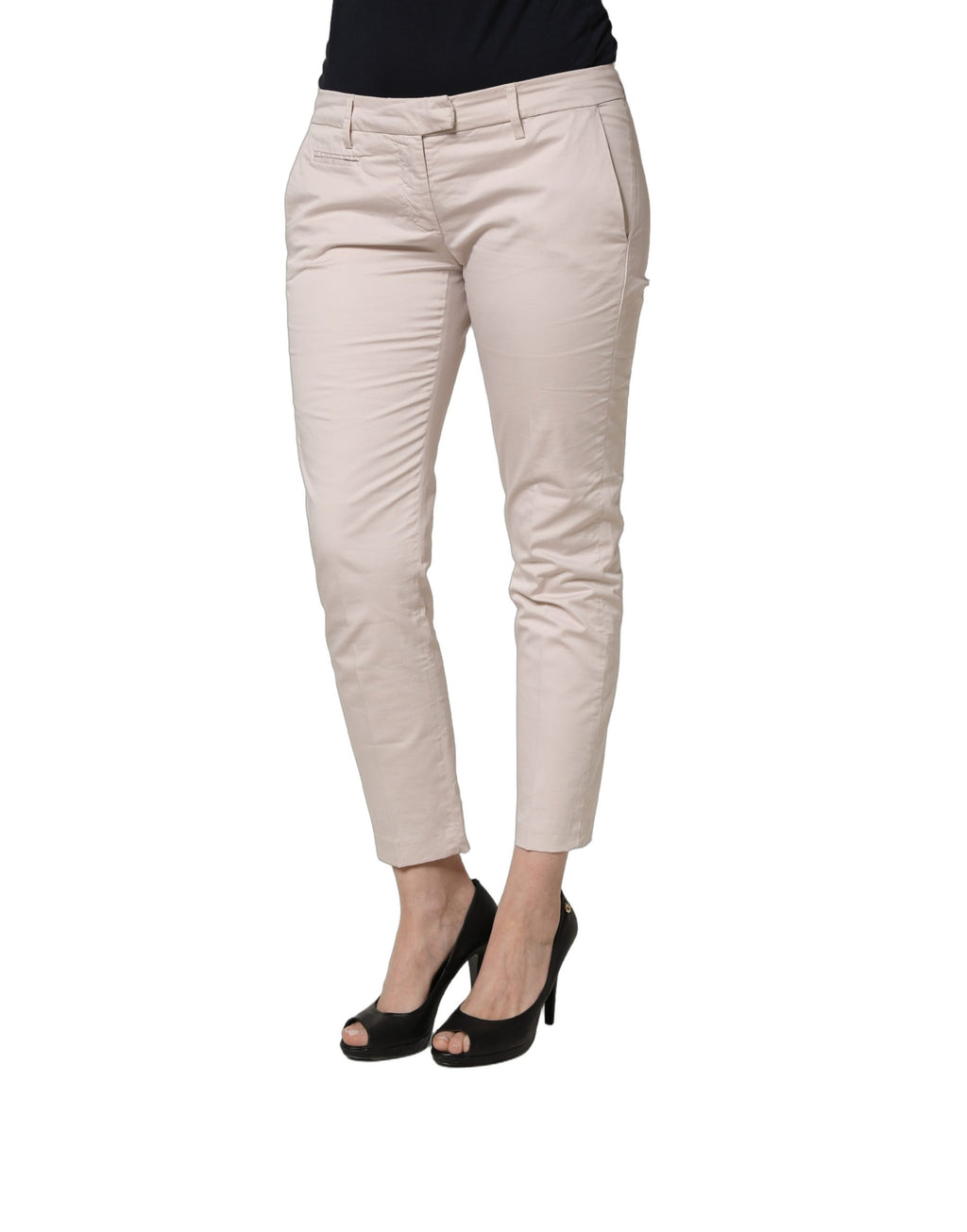 Versace Jeans Couture Beige Low Waist Tapered Damen Cropped Hose