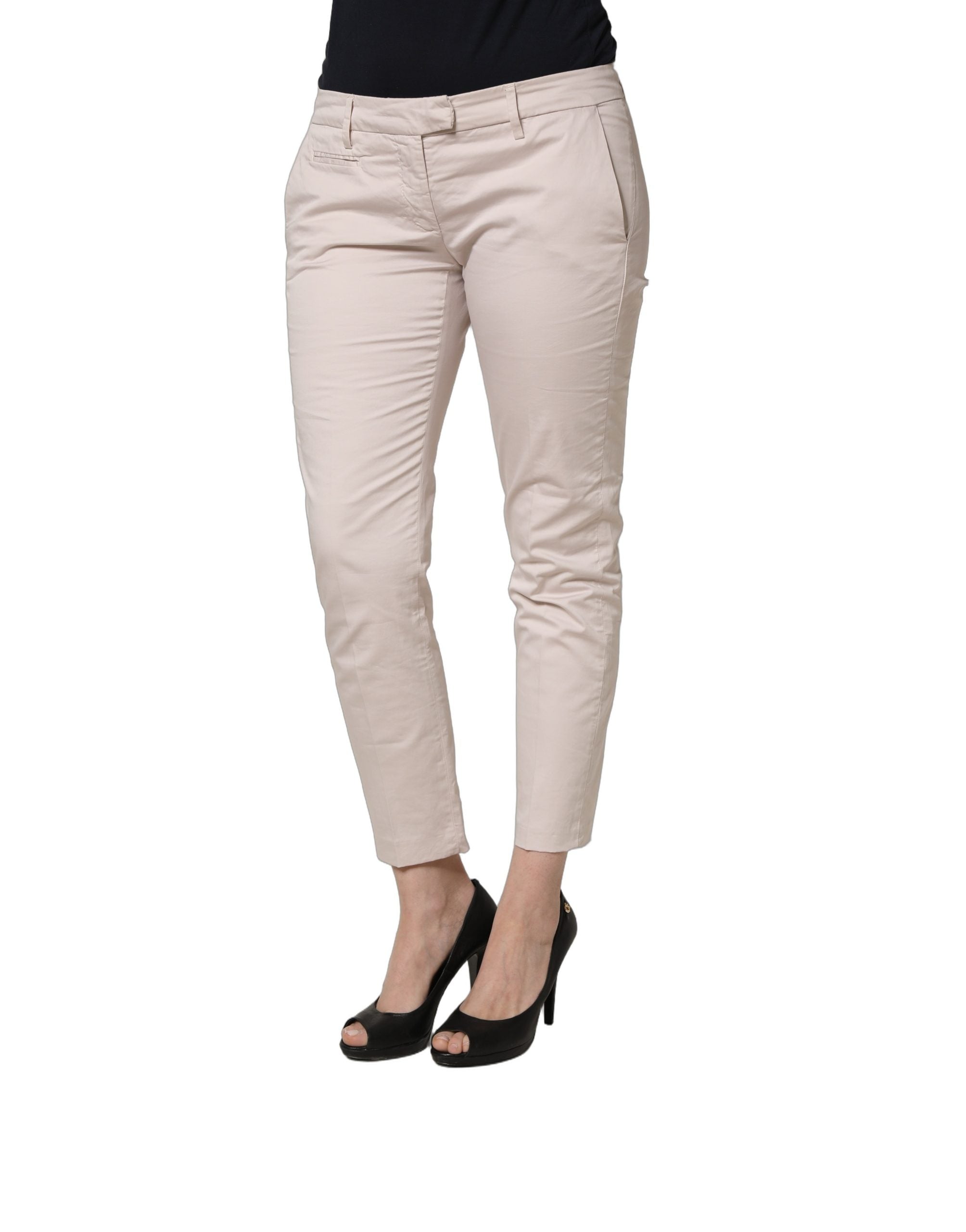 Versace Jeans Couture Beige Low Waist Tapered Damen Cropped Hose