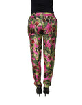 Dolce & Gabbana Tapered Hose mit Fuchsia-Feigenblatt-Muster