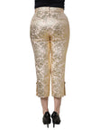 Dolce & Gabbana Gold Jacquard Blumen Lamé Crop Hose