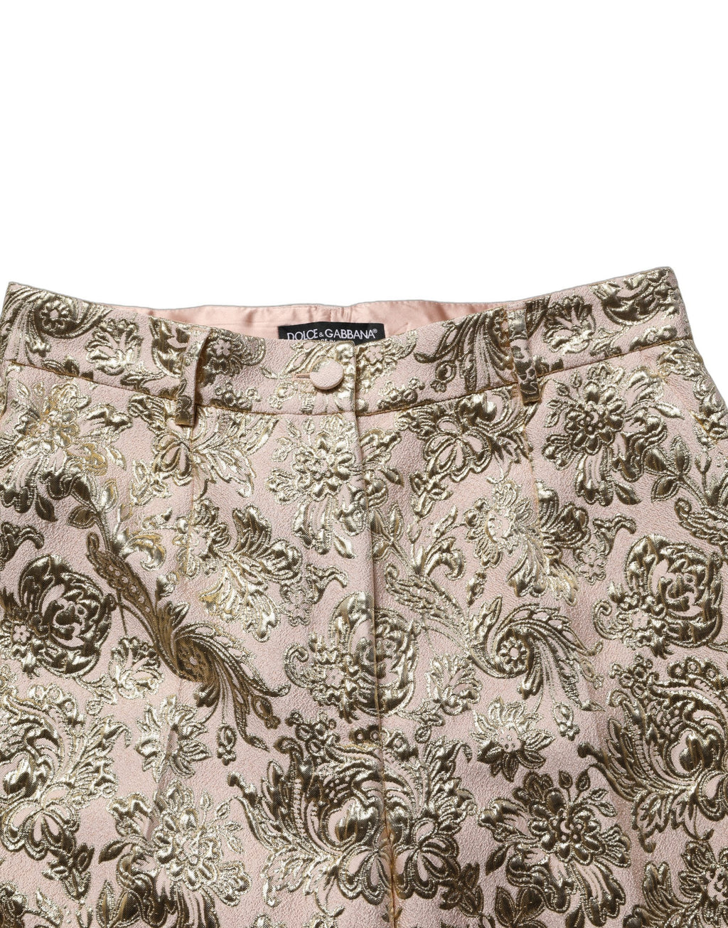 Dolce & Gabbana Gold Jacquard Blumen Lamé Crop Hose