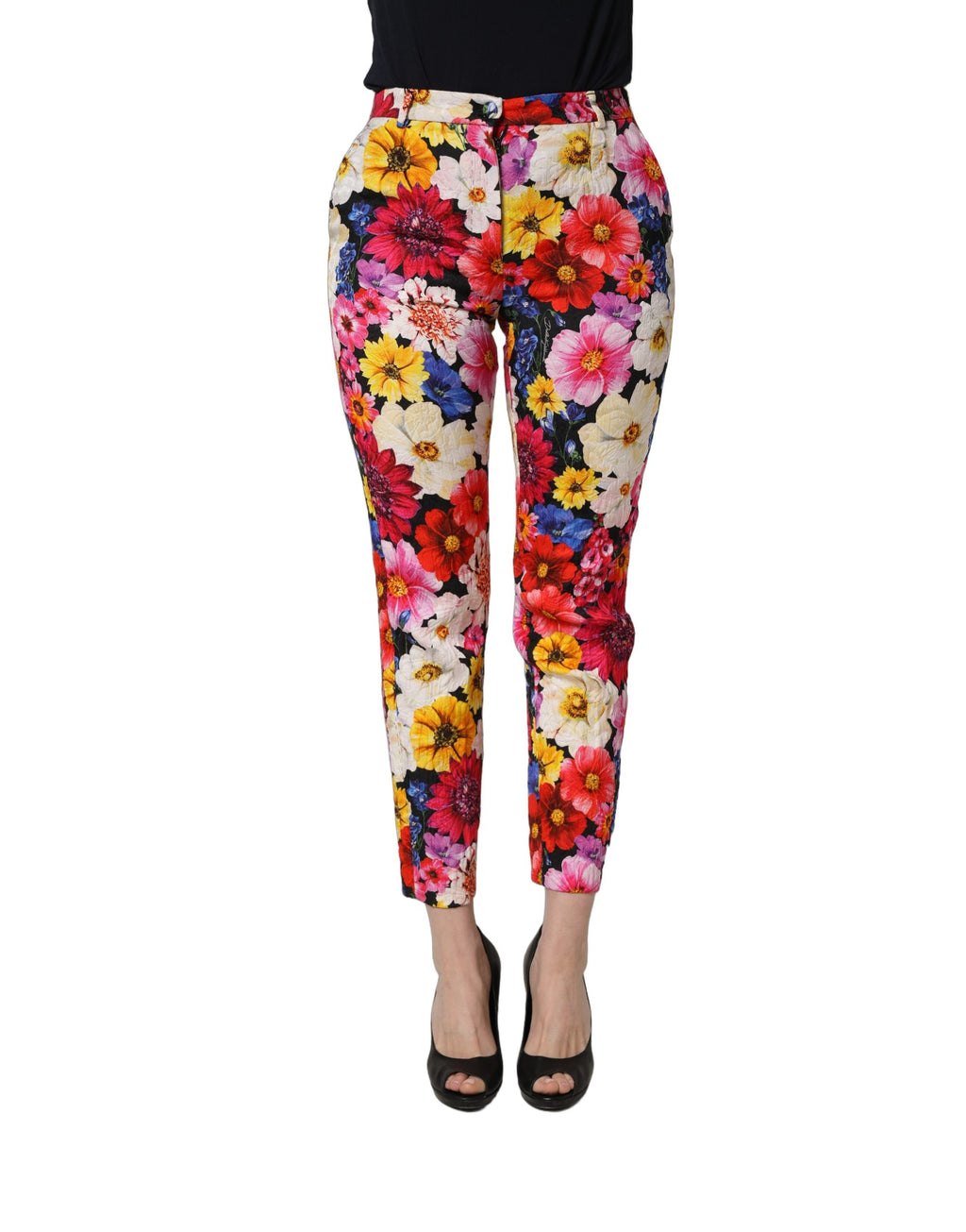 Dolce & Gabbana Tapered Hose mit buntem Blumenprint
