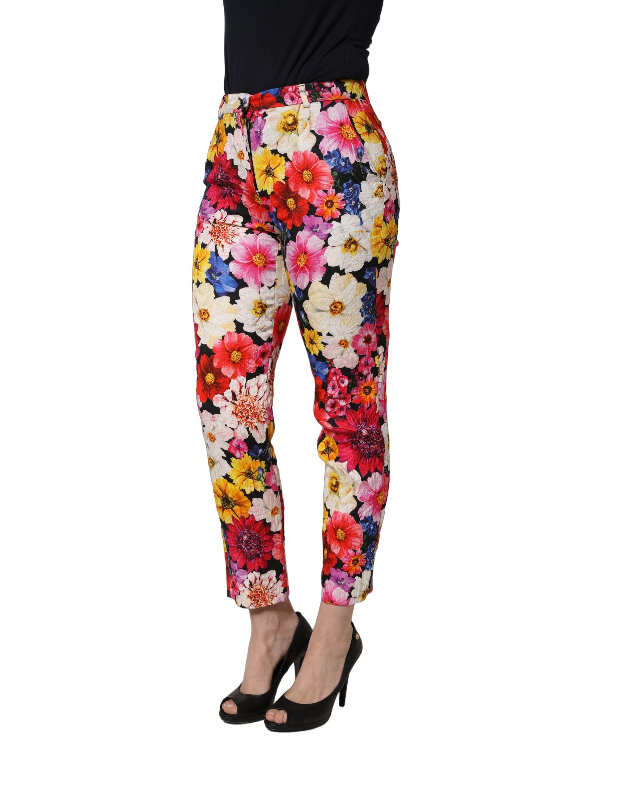 Dolce & Gabbana Tapered Hose mit buntem Blumenprint