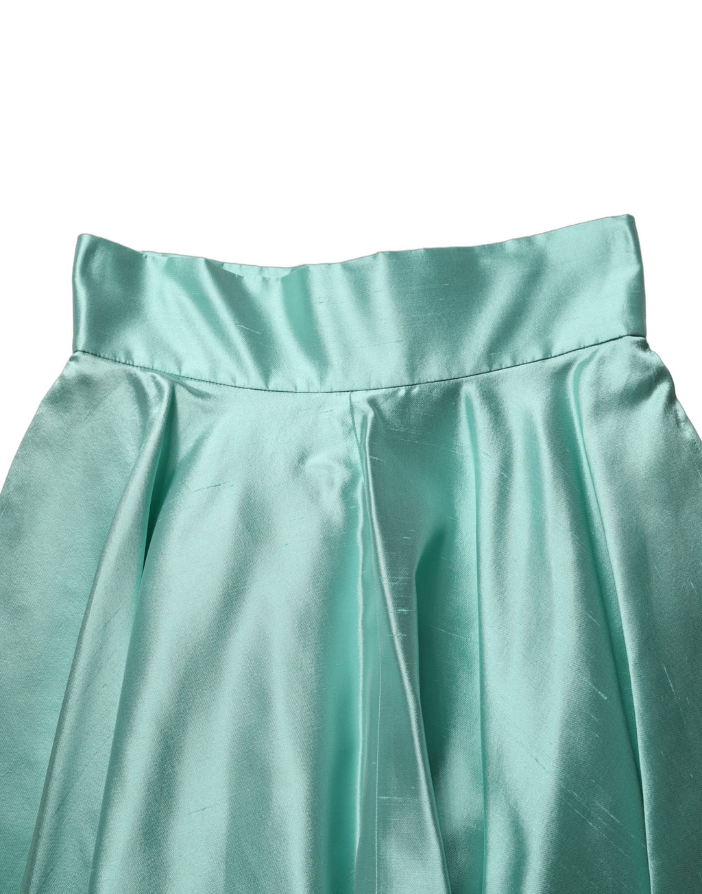 Dolce & Gabbana Plissierter Midirock aus grünem Satin mit hoher Taille und A-Linie