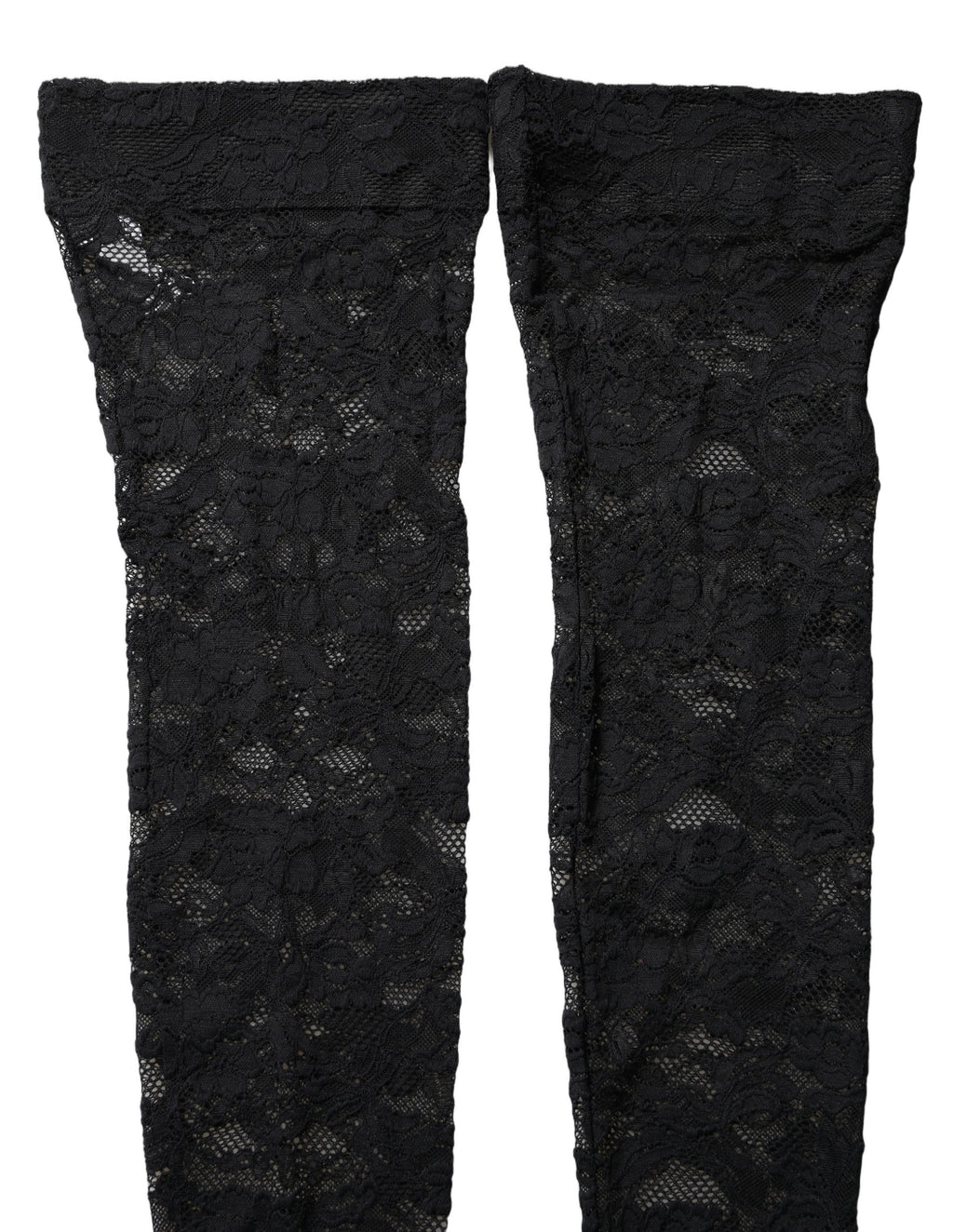 Dolce & Gabbana Schwarze Strümpfe mit floraler Spitze bis zum Oberschenkel