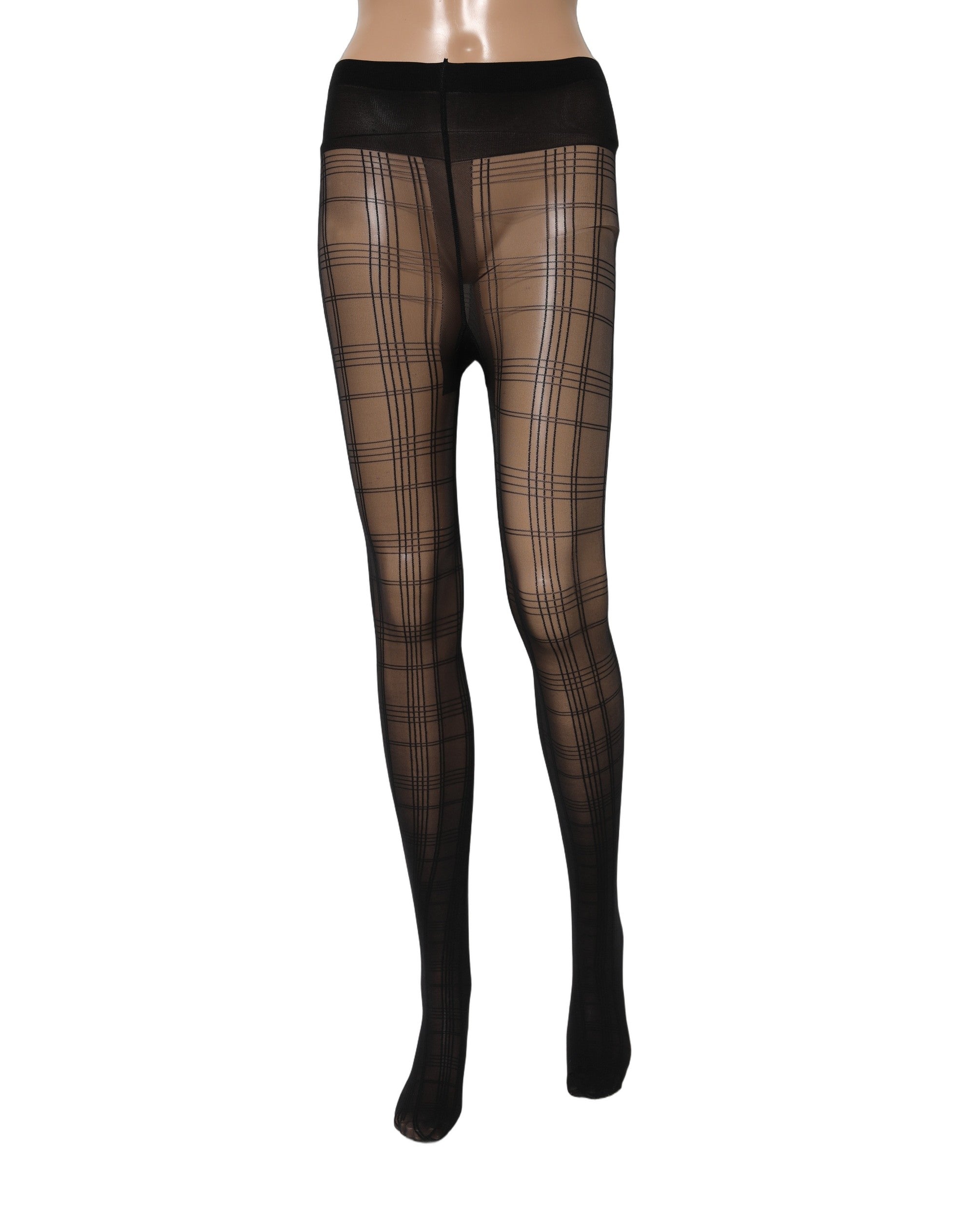 Dolce & Gabbana Strumpfhose mit Karomuster aus schwarzem Nylon