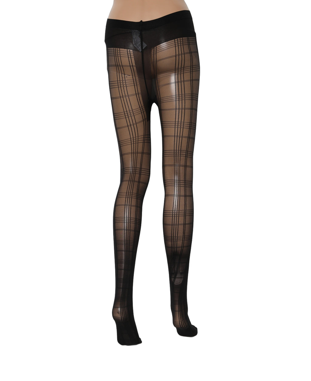 Dolce & Gabbana Strumpfhose mit Karomuster aus schwarzem Nylon