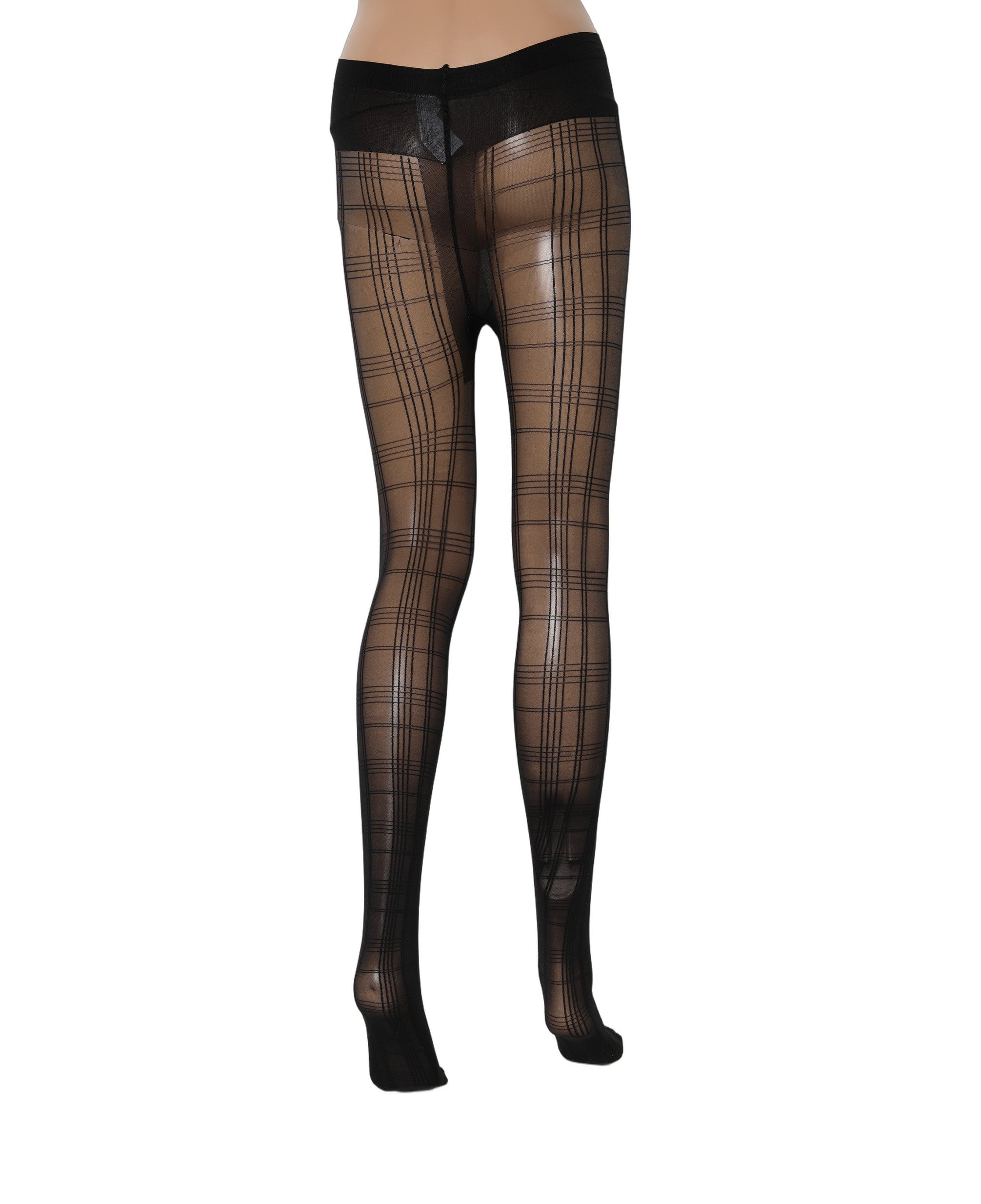 Dolce & Gabbana Strumpfhose mit Karomuster aus schwarzem Nylon