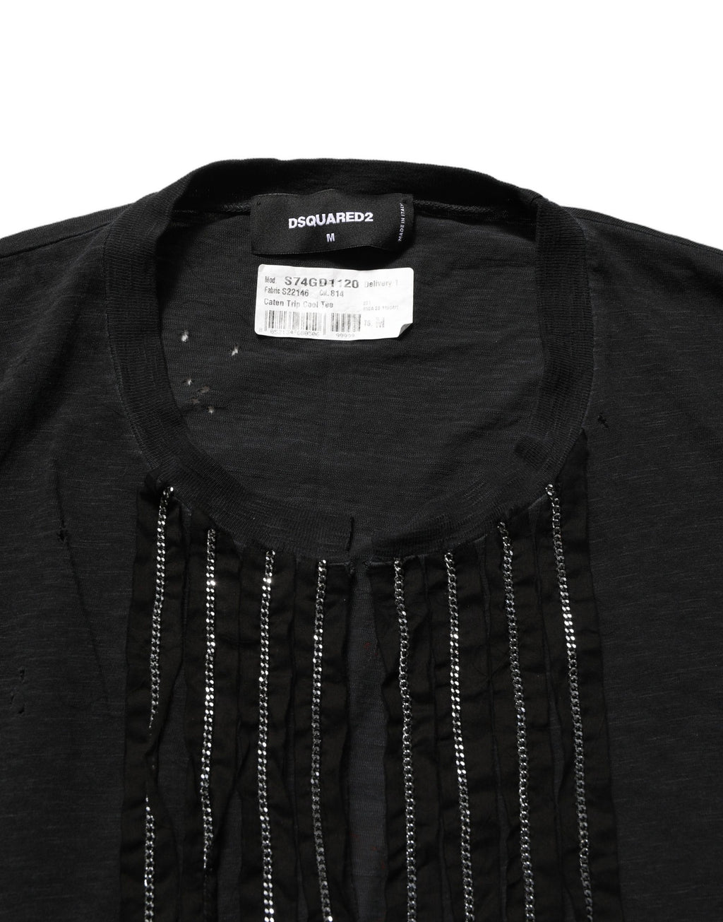 Dsquared² Schwarzes Kurzarm-T-Shirt aus Baumwolle mit Kettenverzierung