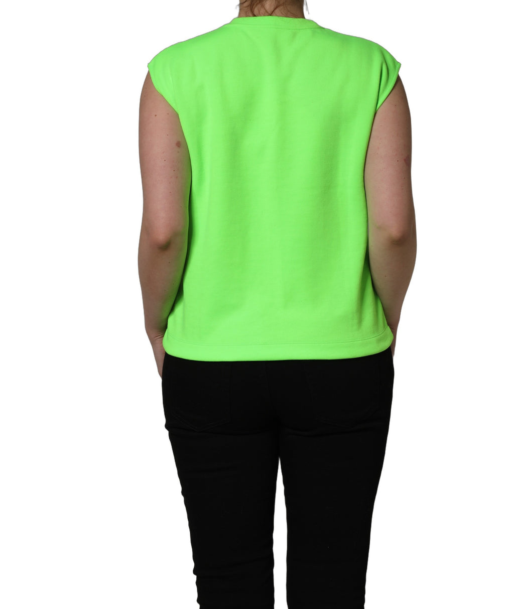 Dolce & Gabbana Neon Green DG Pailletten-Top aus Jersey ohne Ärmel