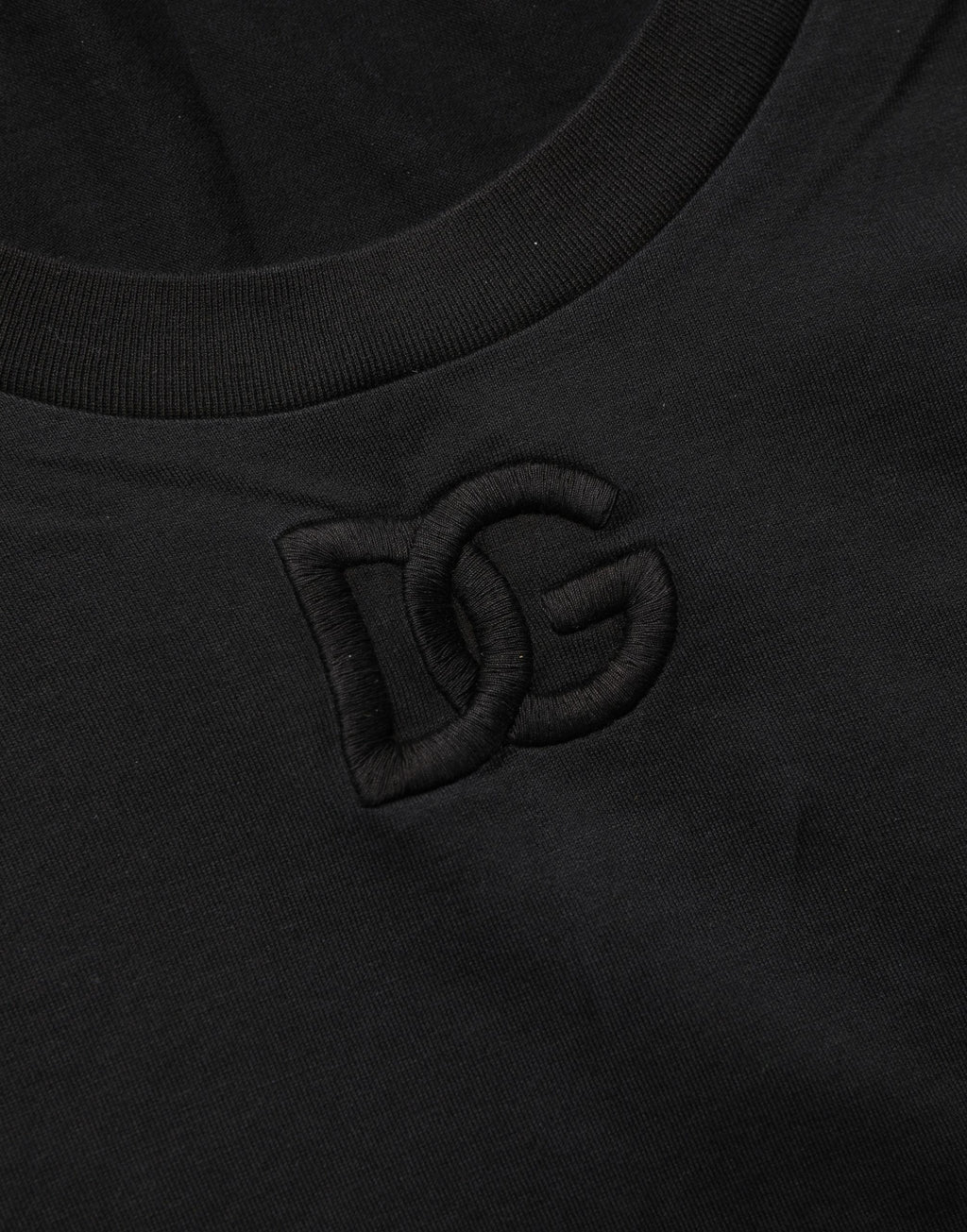 Dolce & Gabbana Schwarzes Kurzarm-Rundhals-T-Shirt aus Baumwolle
