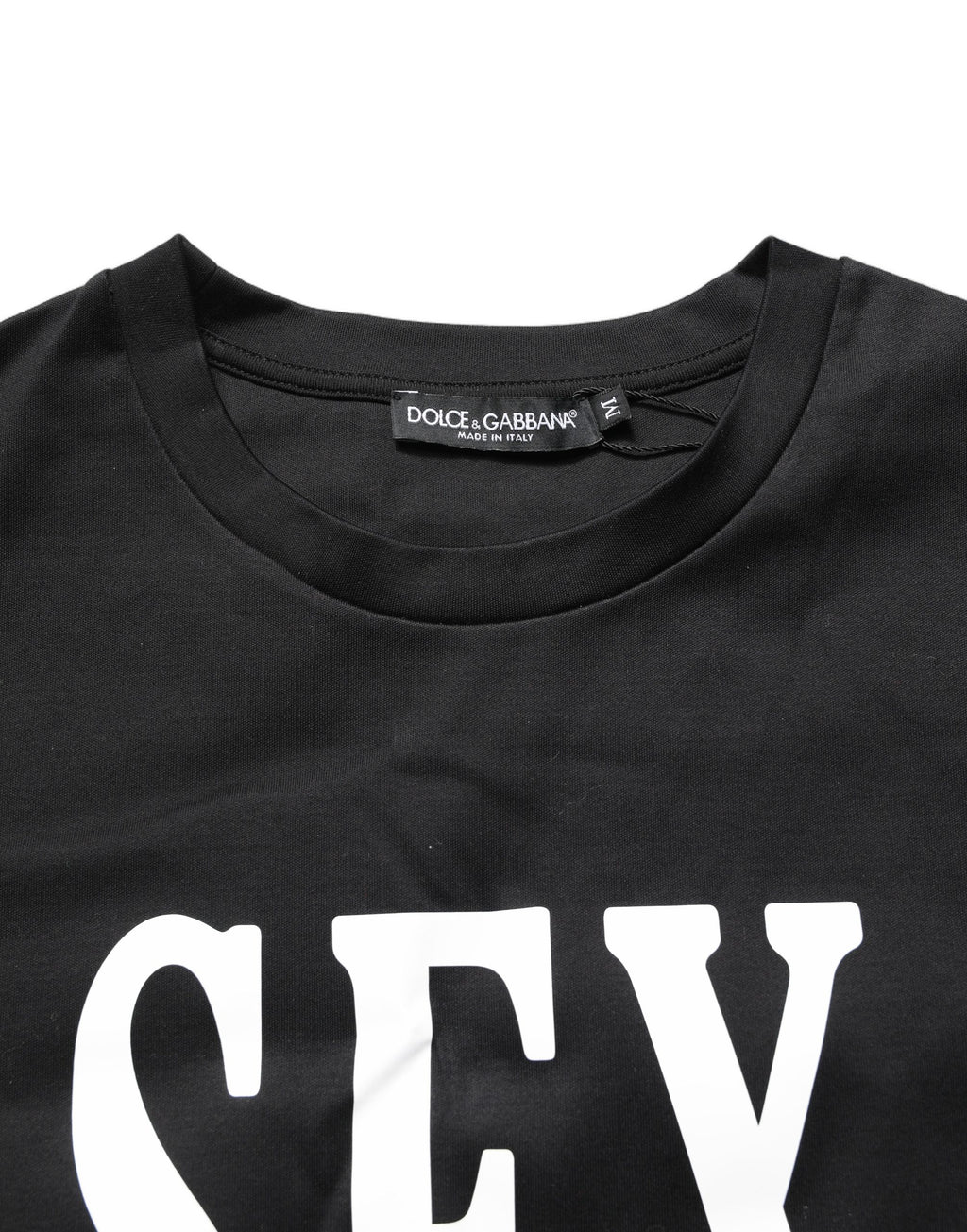 Dolce & Gabbana Schwarzes Jersey-T-Shirt mit Grafikprint und Rundhalsausschnitt