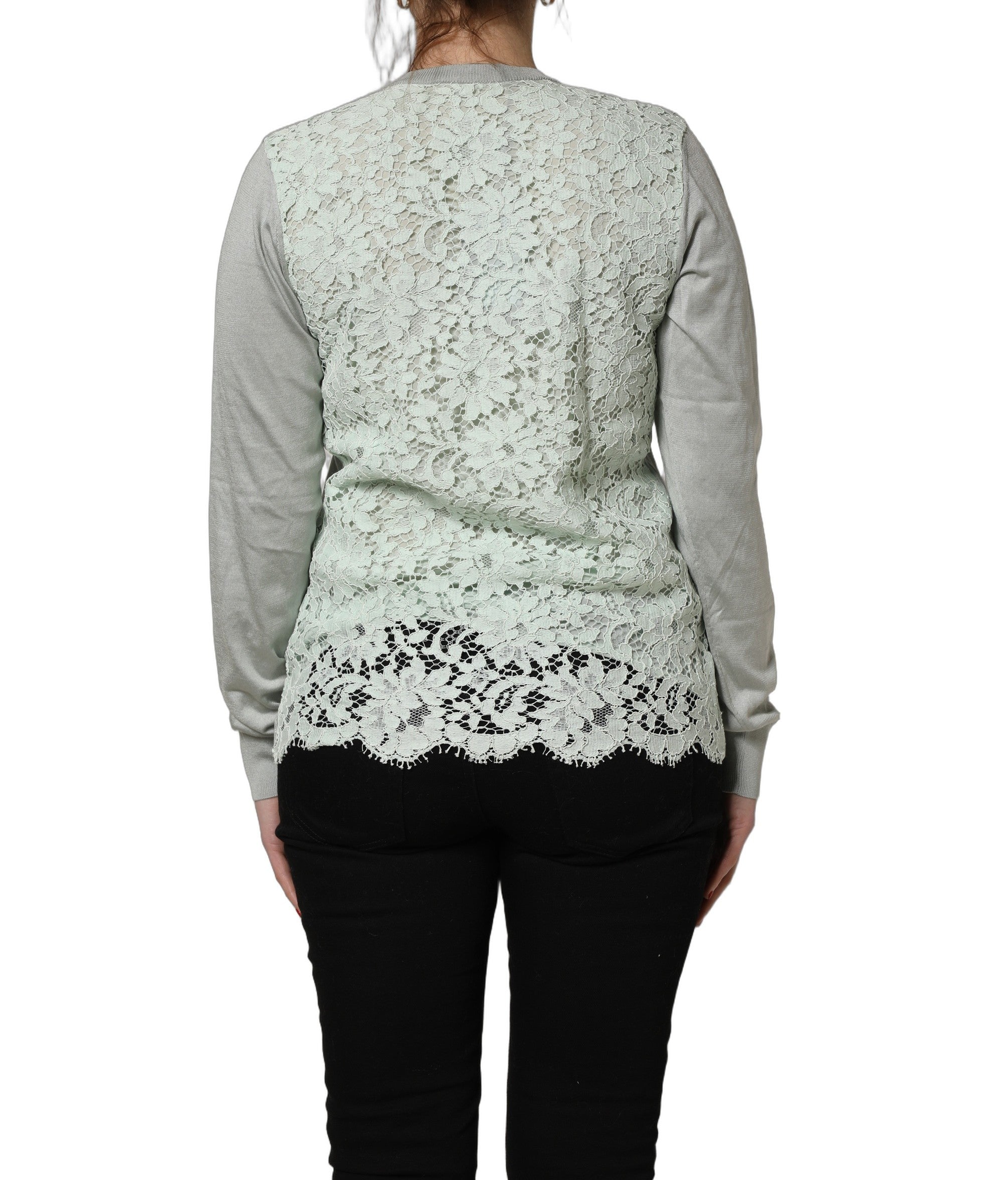 Dolce & Gabbana Grüner Cardigan-Pullover mit durchgehender Knopfleiste und langen Ärmeln