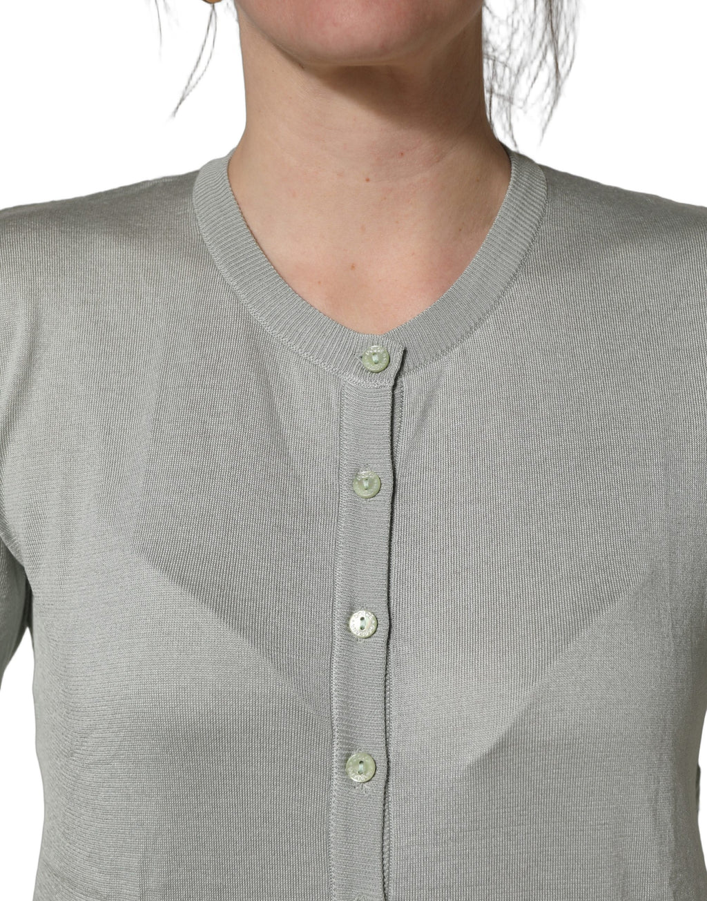 Dolce & Gabbana Grüner Cardigan-Pullover mit durchgehender Knopfleiste und langen Ärmeln