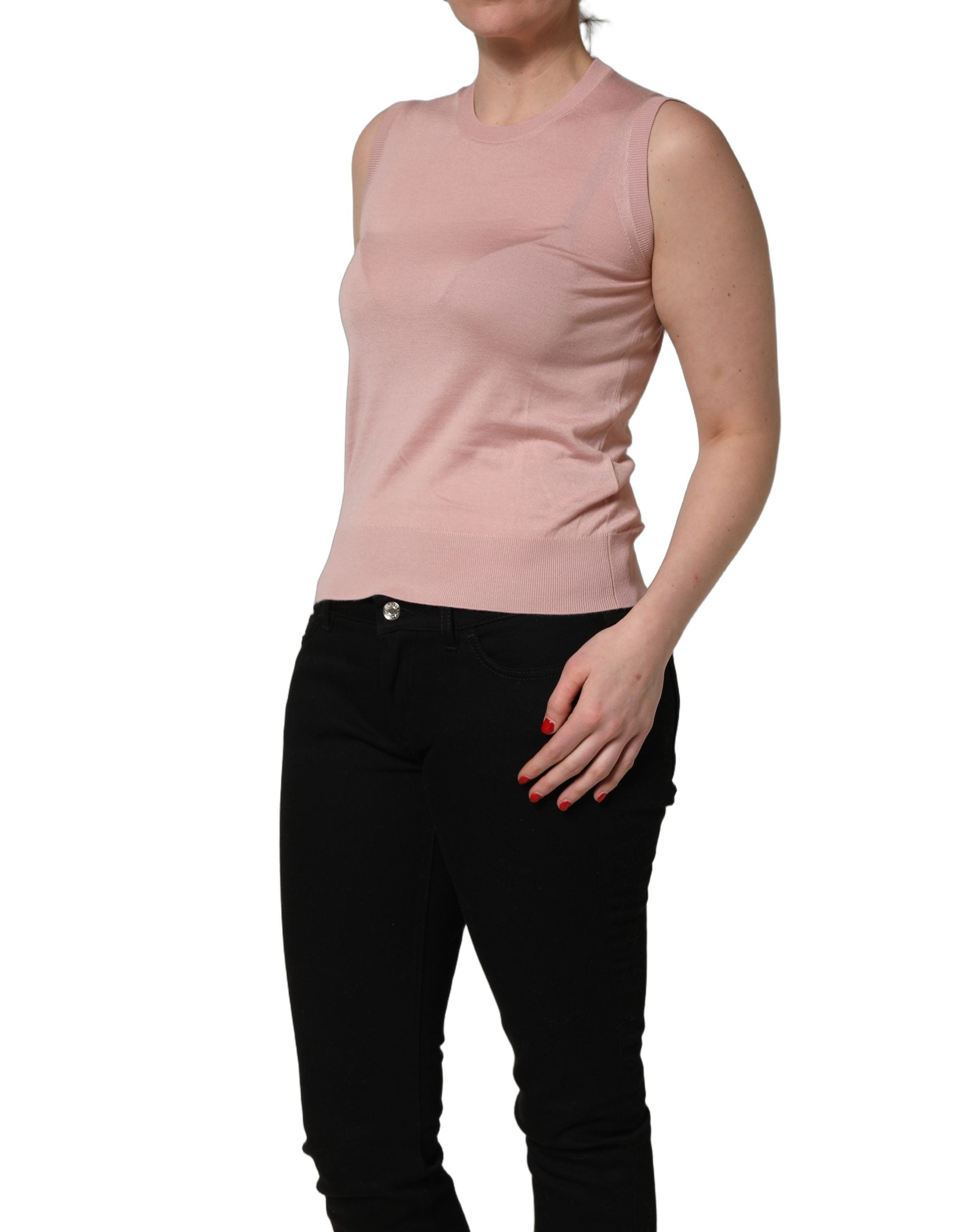 Dolce & Gabbana Pink Sleeveless Cashmere Knitted Tank Top