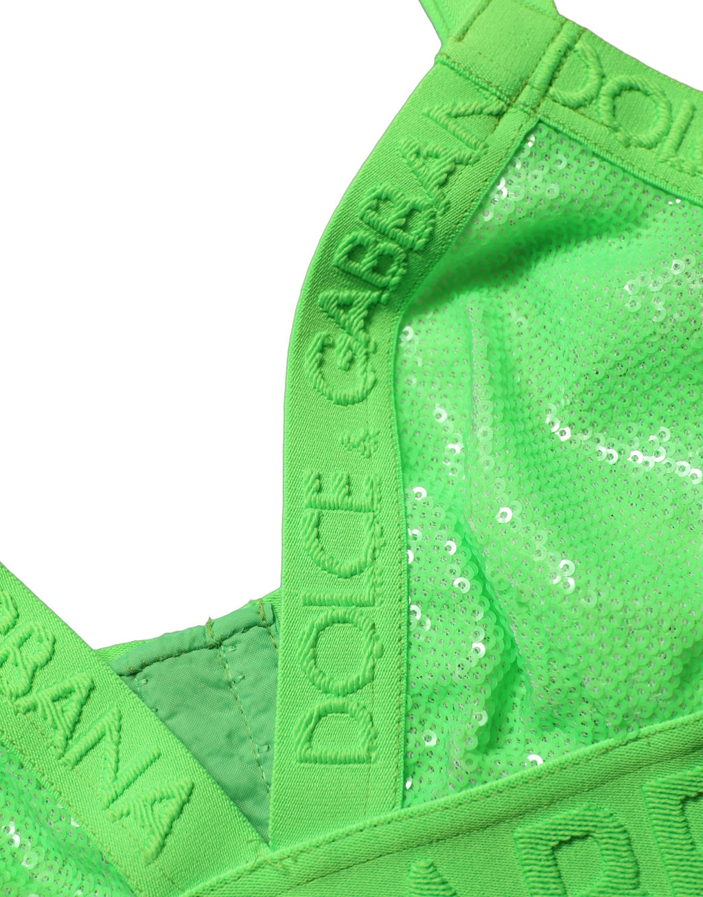 Dolce & Gabbana Neon Green Soft Cup Logo-Trim Bra Cropped Top