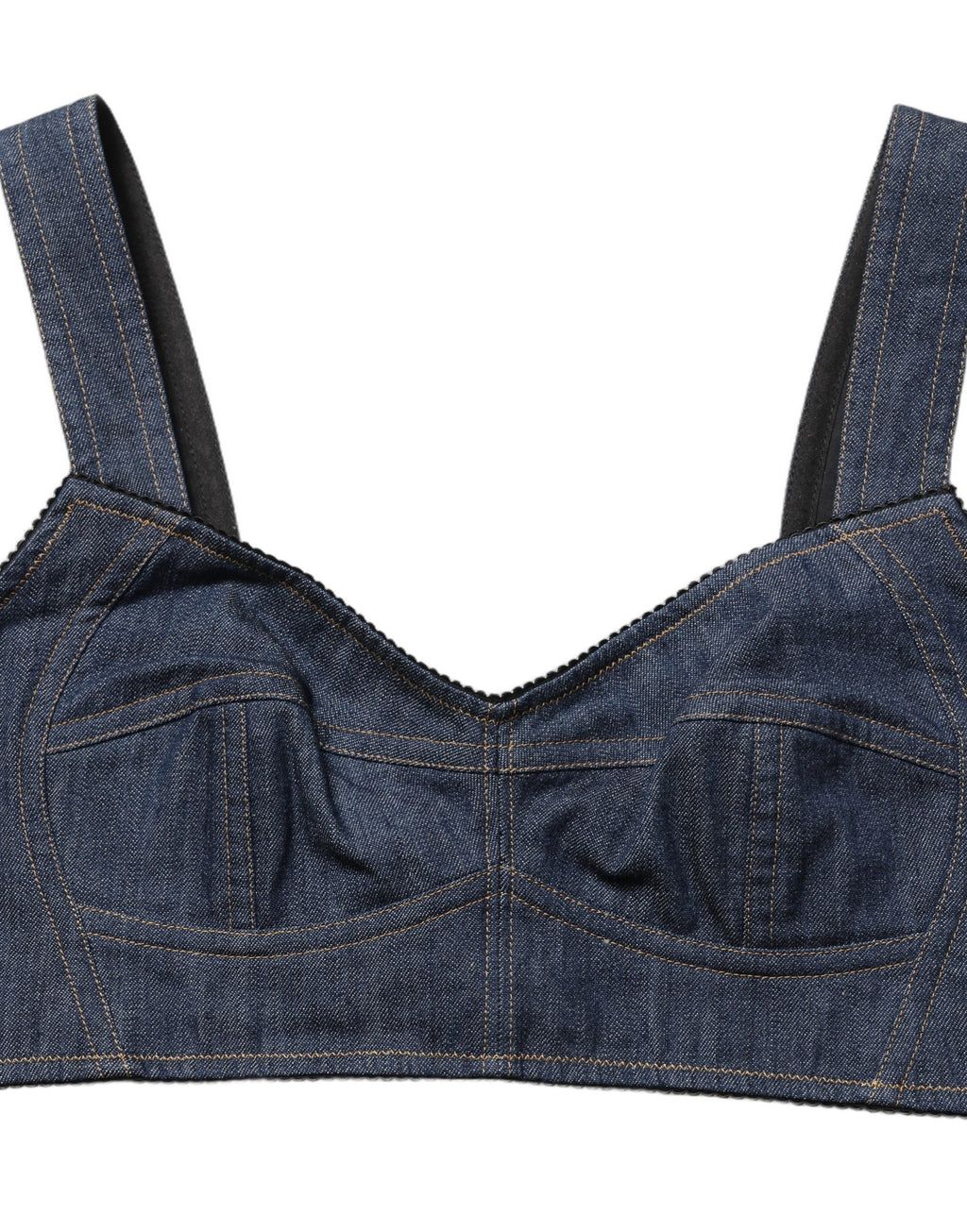 Dolce & Gabbana Schwarzer Denim Korsett-Bralette Crop-Top aus Baumwolle