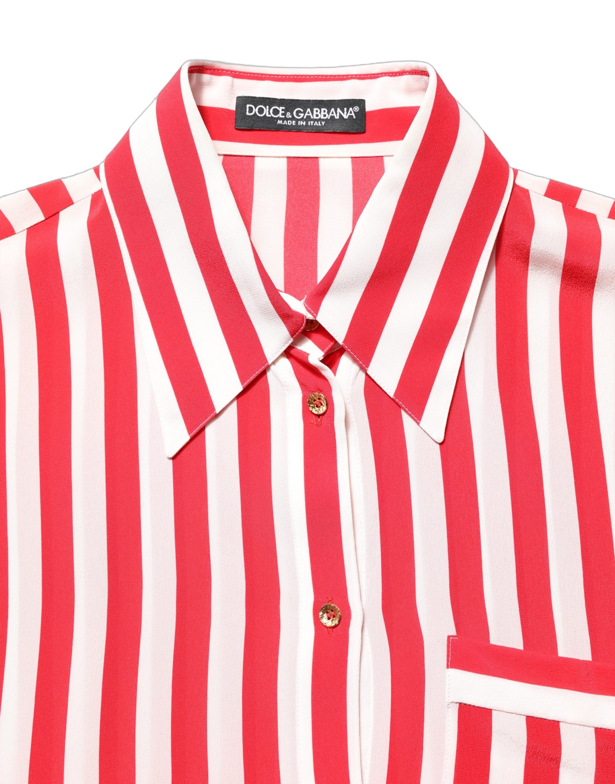 Dolce & Gabbana Seidenbluse mit Streifen und langen Ärmeln