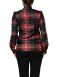 Dolce & Gabbana Seidenbluse mit Schleife und Karomuster in Rot und Schwarz