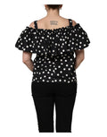 Dolce & Gabbana Schwarzes Off-Shoulder-Oberteil mit weißen Polka Dots