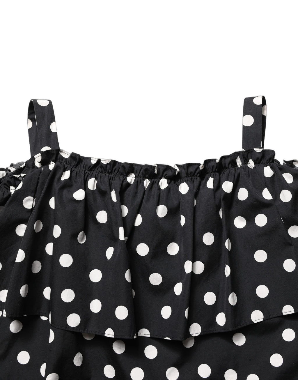 Dolce & Gabbana Schwarzes Off-Shoulder-Oberteil mit weißen Polka Dots