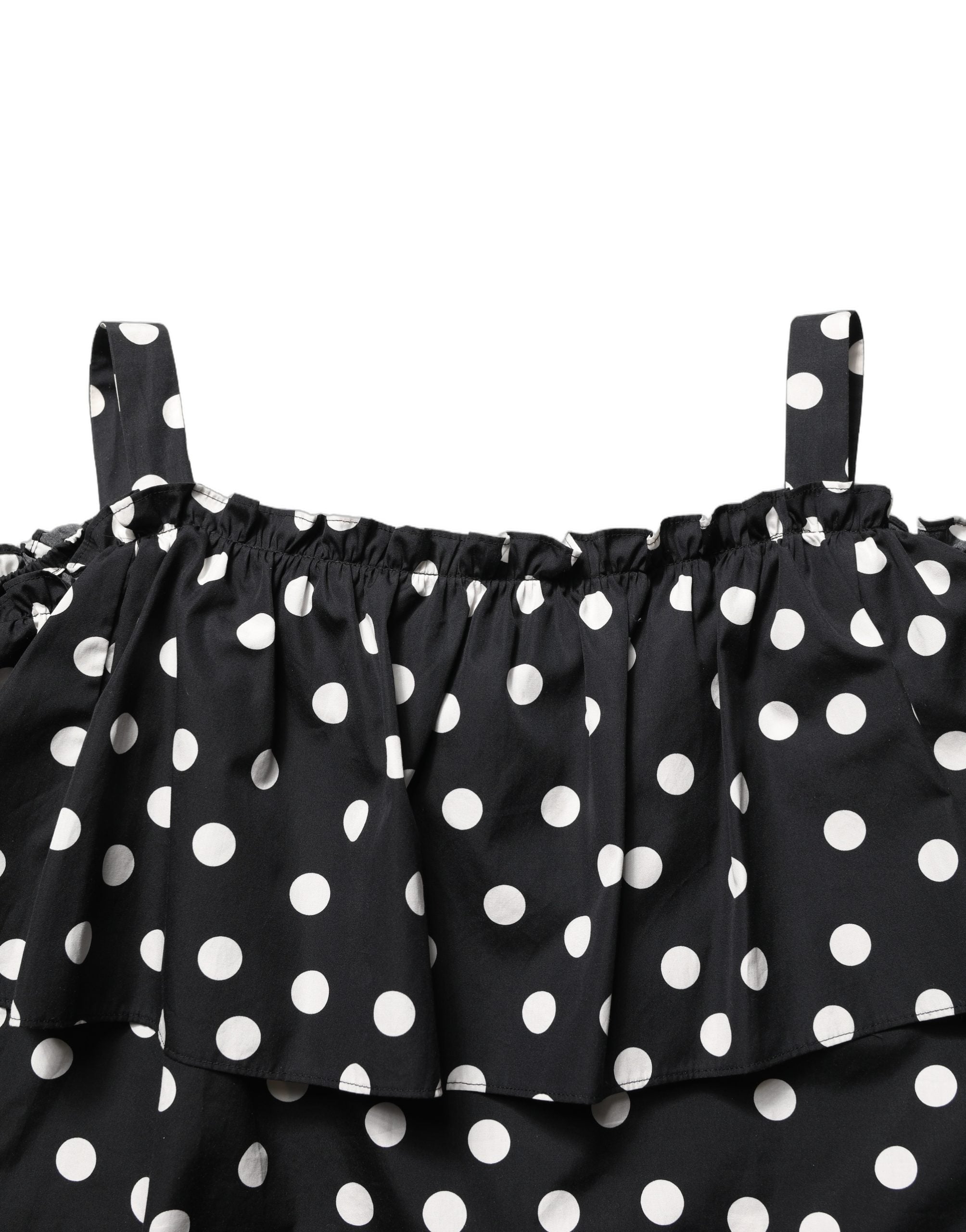 Dolce & Gabbana Schwarzes Off-Shoulder-Oberteil mit weißen Polka Dots
