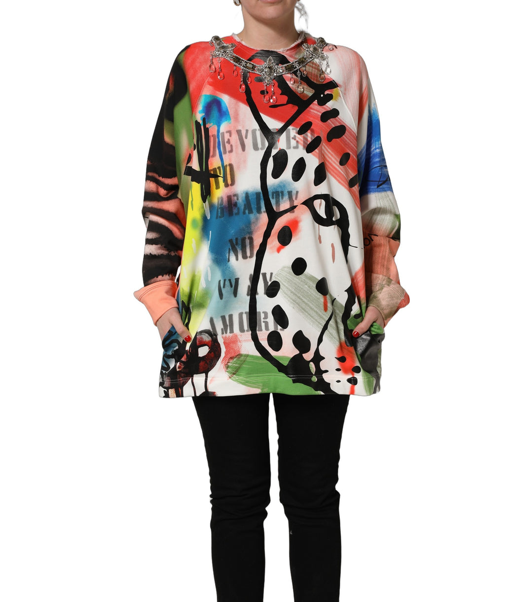 Dolce & Gabbana Sweatshirt mit Graffiti-Aufdruck und Verzierungen in Multicolor